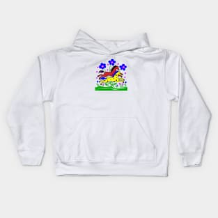 Happy Galloping Horses Kids Hoodie